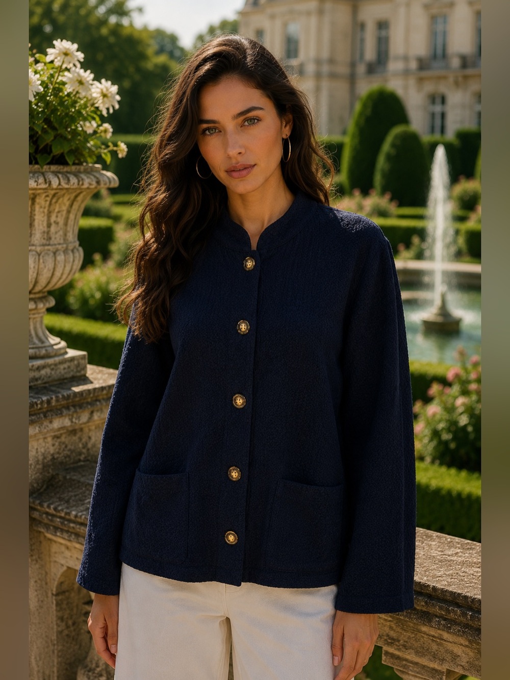 Orvis Navy Button-Front Women's Jacket with Gold Buttons